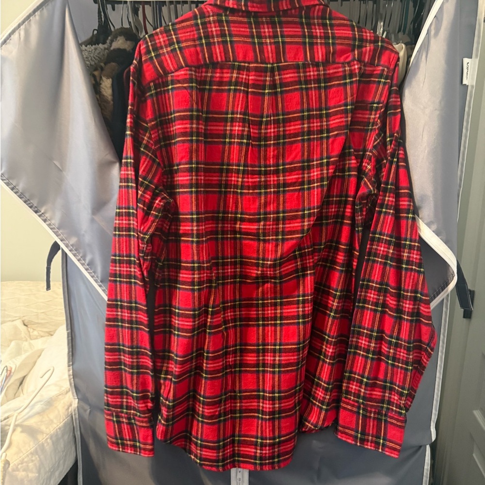 J. Crew Red Plaid Flannel Shirt - Picture 2 of 4